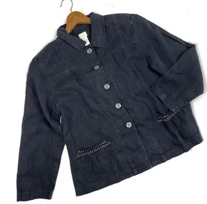 J. Jill Black Linen Boxy Shacket thumbnail 1