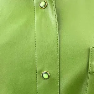 WeWoreWhat Women's Green Faux Leather Vegan Shacket Jacket Shirt Top Size M thumbnail 8