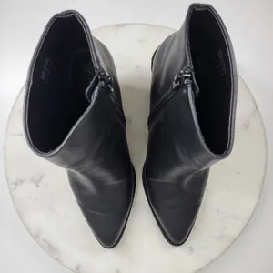 ALDO Leather Ankle Boots Womens 6.5 Black Gold Plate Block Heel Pointed Toe thumbnail 11