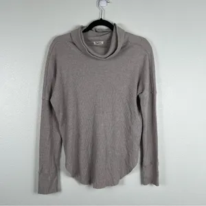 Aritzia TNA‎ Thermal Cowl Neck Tee Gray Sz S thumbnail 4