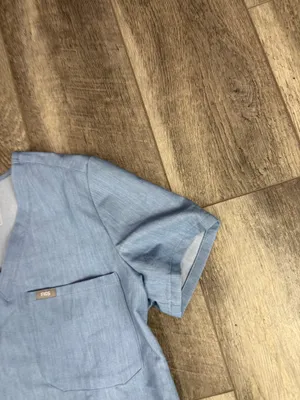 Figs Dusty Blue Catarina Scrub Top thumbnail 3
