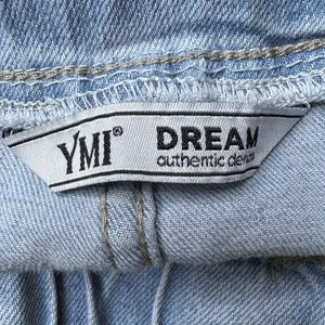 YMI Dream Denim High Rise Distressed Cuffed Elastic waist shorts Women Large thumbnail 3