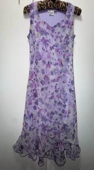 Vintage Dress Barn Y2K floral flutter fairy dress size 4 purple thumbnail 1
