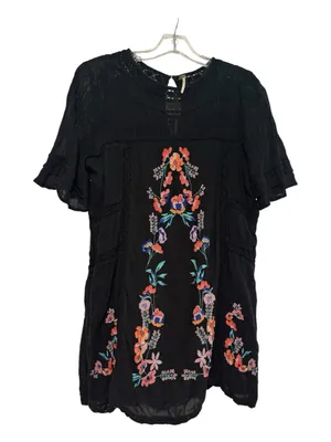 Free People Perfectly Victorian Embroidered Mini Dress Black Floral Size Small thumbnail 3