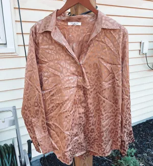 12th Tribe Gold Rush Leopard Satin Blouse Top thumbnail 4