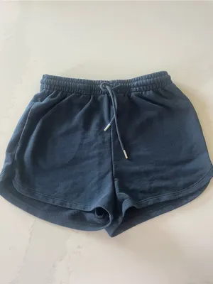 H&M Navy Blue Lounge Sweat Shorts Athletic Dolphin Hem Drawstring thumbnail 2