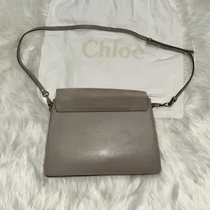 Chloe Authentic Faye Medium Shoulder Bag Genuine Leather Motty Gray thumbnail 8