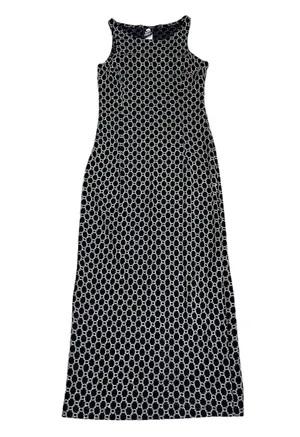 Vintage Maxi Dress Black Beaded Embroidered Sleeveless Slit 80s 90s Gothic thumbnail 6