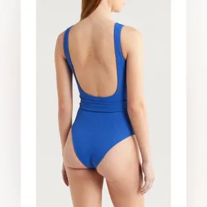 FARM Rio Women's Blue Matelasse Pineapple Belted One-Piece Swimsuit,Medium, $240 thumbnail 5