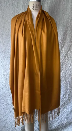 Scarf Extra Large Shawl Cashmere Wrap Scarves Soft Pashmina Dark Brown Gold thumbnail 1