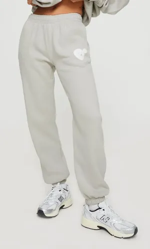 Princess Polly Women’s Track‎ Pants Bubble Text Grey & Cloud White Size 4 thumbnail 1