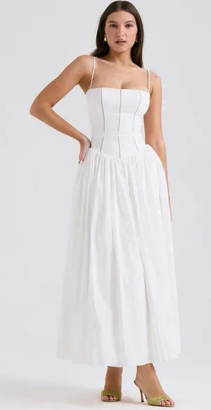 House of Cb Ysabella White Cotton Maxi Sun Dress thumbnail 1