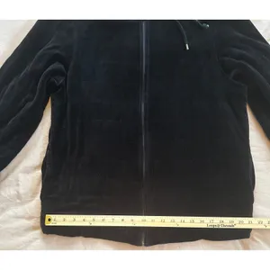 Real Clothes Women Black Velour Quilted Zip Up Hoodie Sweatshirt Size Large thumbnail 5