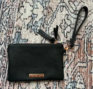 Madden Girl Black and Rose Gold Wristlet Vegan Faux Leather thumbnail 1