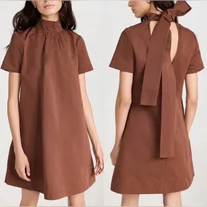 NEW STAUD Ilana Mock Neck brown Clove Mini Dress sz S thumbnail 2