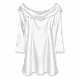 NEW Lulus Luxurious Vision White Satin Off-the-Shoulder Slip Mini Dress Small thumbnail 5