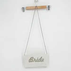 Lulus Bride Beaded Clutch Crossbody Bag White Silver thumbnail 4