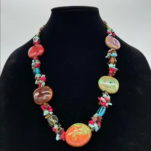 Turquoise and Semi Precious stone Boho Necklaces Blue thumbnail 2