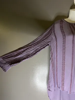 Free People Blouse Womens Medium Purple Striped Henley Long Sleeve Tunic Top thumbnail 5