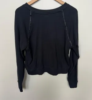 Daytona Chain Trim Casual Pullover Sweatshirt Black Silver Size Large thumbnail 7