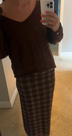 Brown plaid midi skirt Size M thumbnail 1
