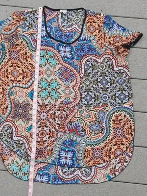 Spense Colorful High Low Hem Short Sleeve Shirt | Spense Boho Print Top thumbnail 10