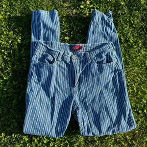 Dickies Women's Blue and White Pinstripe Jeans thumbnail 1