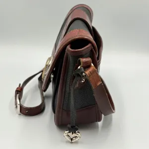 Brighton‎ Crossbody Bag Womens Green Brown Leather Croc Embossed Flap Boho thumbnail 3