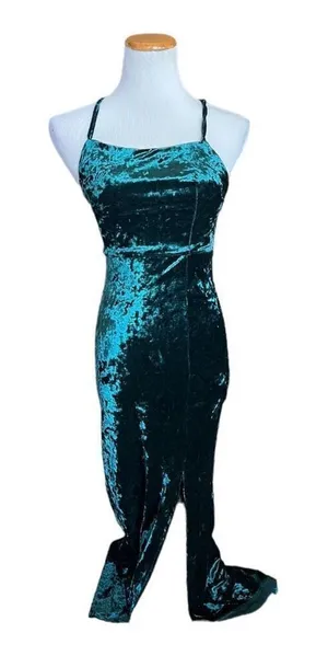 NWT Womens ASOS Club L London Velvet Square Neck Crushed Velvet Maxi Dress Sz 4 thumbnail 1
