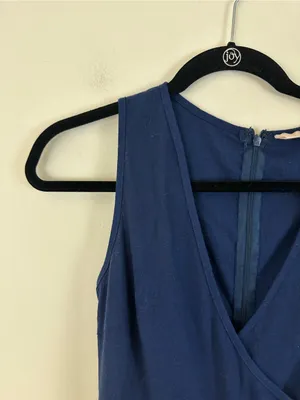 Showpo Sleeveless Navy Wrap Jumpsuit Linen Side Button Size 2 Women's thumbnail 2