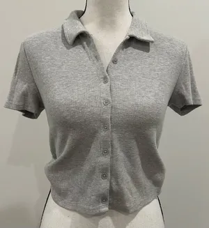 Forever 21 Ribbed Button Up Crop Top thumbnail 2
