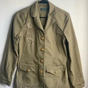 Lauren Ralph Lauren green jacket with embroidery flowers thumbnail 1