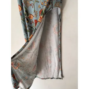 Free People Blue Floral High Slit Stretchy Maxi Skirt Size Small thumbnail 5