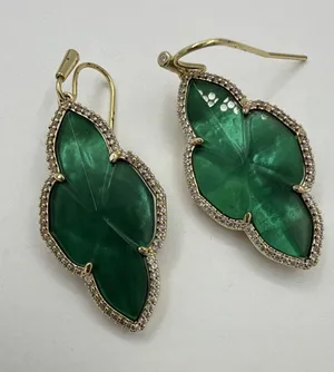 Kendra Scott Abbie Pave Frame Drop Earrings Gold Green Abalone thumbnail 1