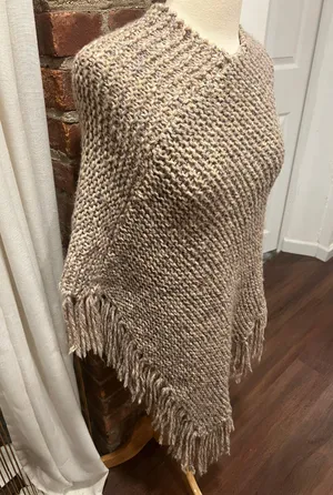 Handmade WoolBlend Elegant Poncho Tan Size M thumbnail 2