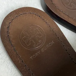 Tory Burch Woven Leather Toe Loop Flat Sandals Brown Cream Size‎ 7 thumbnail 5