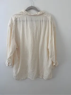 Signature Silk Paisley Textured Neutral Quiet Luxury Old Money Button Down XL thumbnail 7