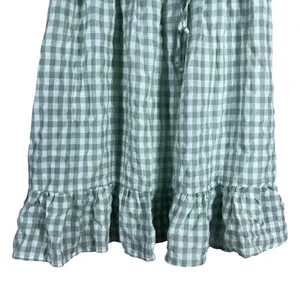 Thirty Thirty LA Gingham Puff Sleeve Ruffle Mini Dress Green Cottagecore Size L thumbnail 3