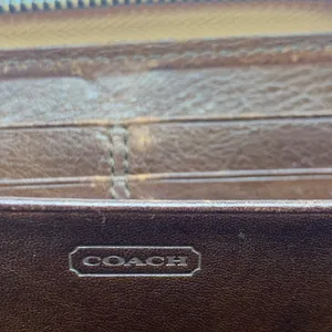 Coach tan and brown leather zip around wallet thumbnail 11