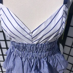 🔷Miley & Molly Blue Stripe Peplum Tank Blouse thumbnail 4