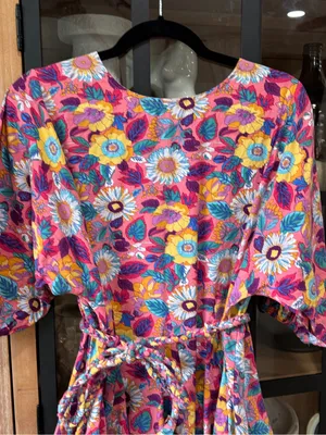 Shop The Mint Floral flouncy dress ruffle pleated fit & flare tie waist braided colorful thumbnail 5