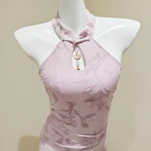 Others Follow Light Purple Halter Cheongsam Style Mini Dress thumbnail 2