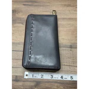 HOBO International Leather Zip Around Wallet Gray Whipstitch Organizer thumbnail 8