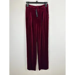 Lulus Posh Idea Plum Velvet High-Rise Straight Leg Trouser Pants Small NWT thumbnail 5
