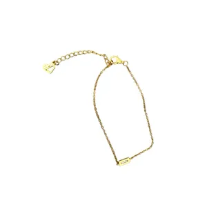 Caitlyn Minimalist October Pink Tourmaline Baguette Birthstone Bracelet Gold thumbnail 3
