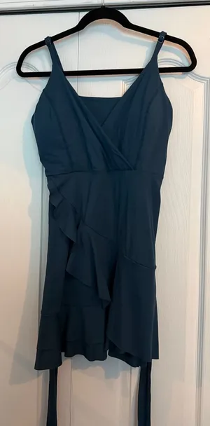 HALARA Teal Blue Ruffled Mini Dress thumbnail 1