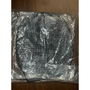 Kurt Geiger London Be Kindness Foil Rib Beanie in Black OS New Womens Skully thumbnail 3