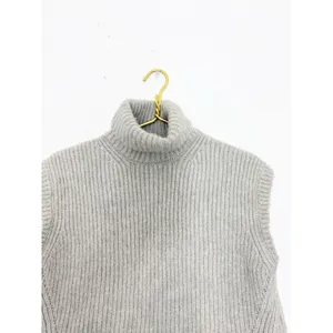 Zara Open Back Cozy Knit Vest Size Small Cream High Neck Chic Quiet Luxury thumbnail 5