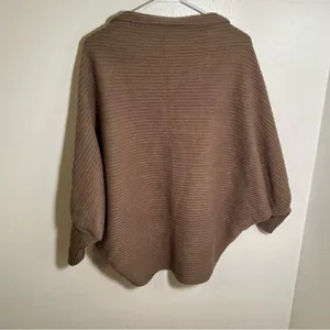 Women's One‎ Size Open Front Circle Cardigan Sweater Brown Ribbed Short Sleeve thumbnail 5