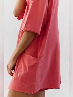 NWT FREE PEOPLE MOVEMENT Hot Shot Tee Romper - Hibiscus $60 MSRP thumbnail 4